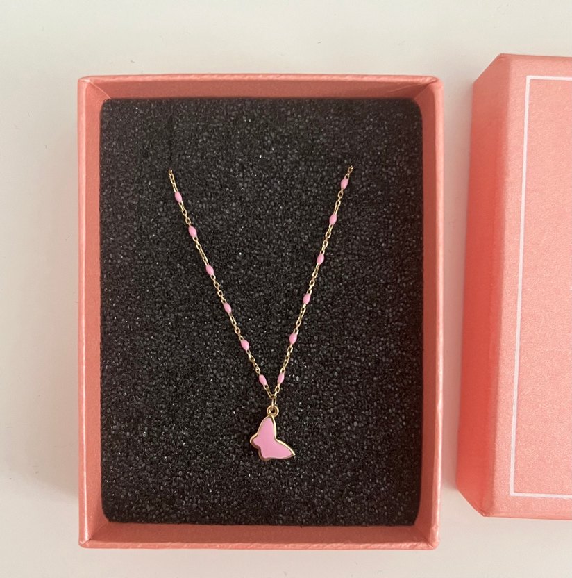 Atasay Pembe Kelebek Kolye - Görsel 2