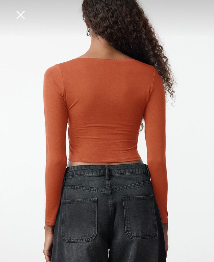 Trendyolmilla Kiremit Uzun Kollu Bluz - Görsel 2