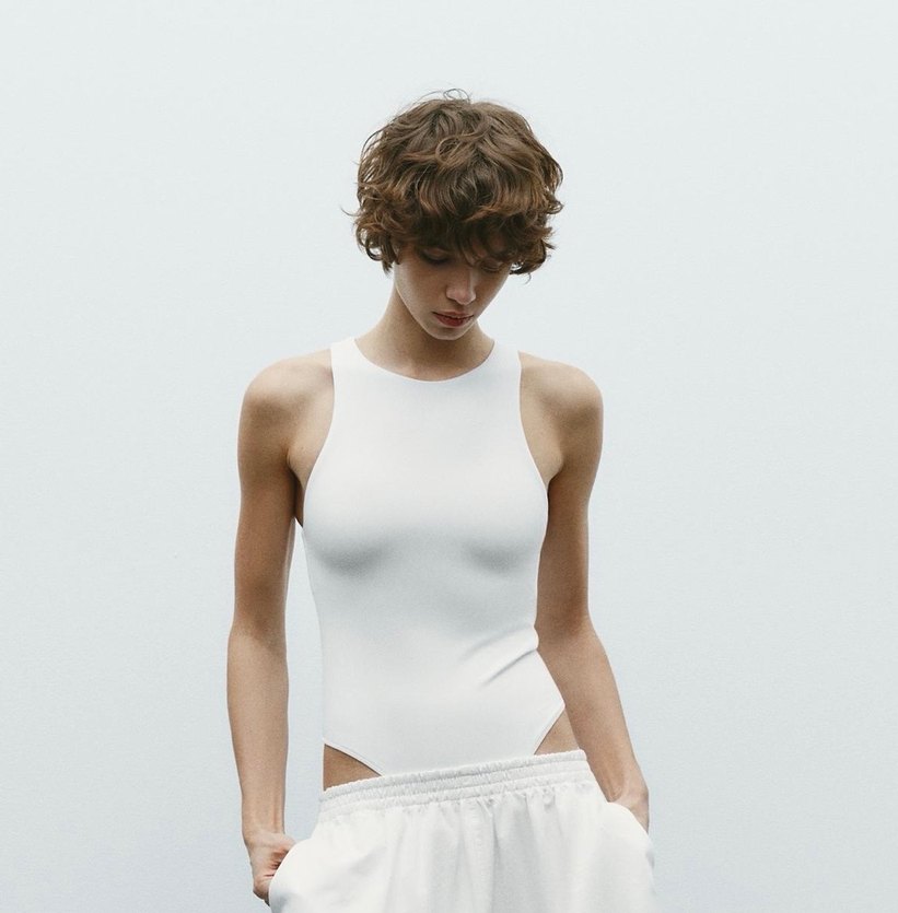 Zara lacivert çıtçıtlı halter yaka body - Görsel 2