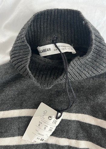 Pull&bear çizgili gri triko kazak - Görsel 2