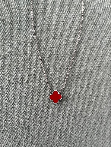 Van Cleef Gümüş Kırmızı Kolye - Görsel 2