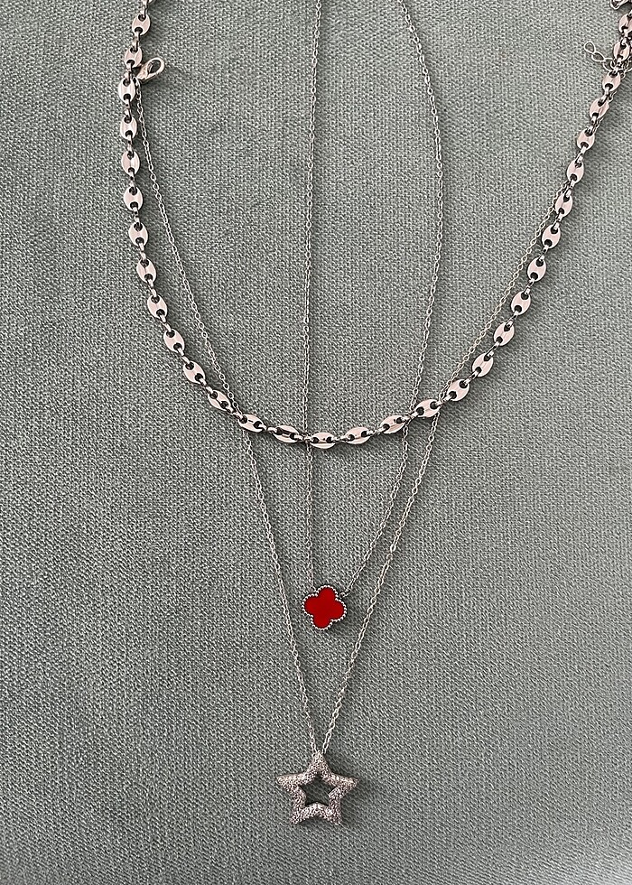 Van Cleef Gümüş Kırmızı Kolye - Görsel 4