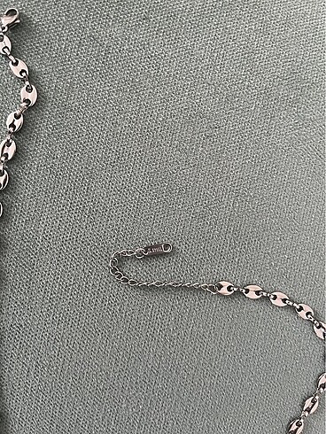 Düğme Model Gümüş Çelik Kolye - Görsel 3