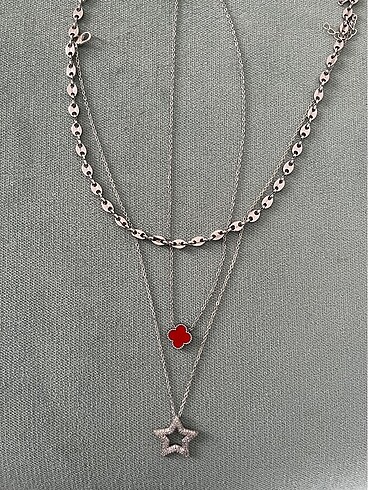 Düğme Model Gümüş Çelik Kolye - Görsel 5