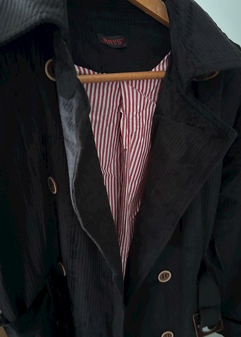 Siyah Süet Kadın Trençkot Uzun Kollu - Görsel 5