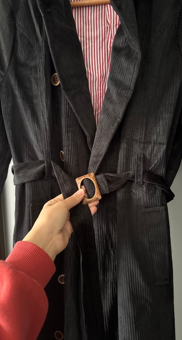 Siyah Süet Kadın Trençkot Uzun Kollu - Görsel 3