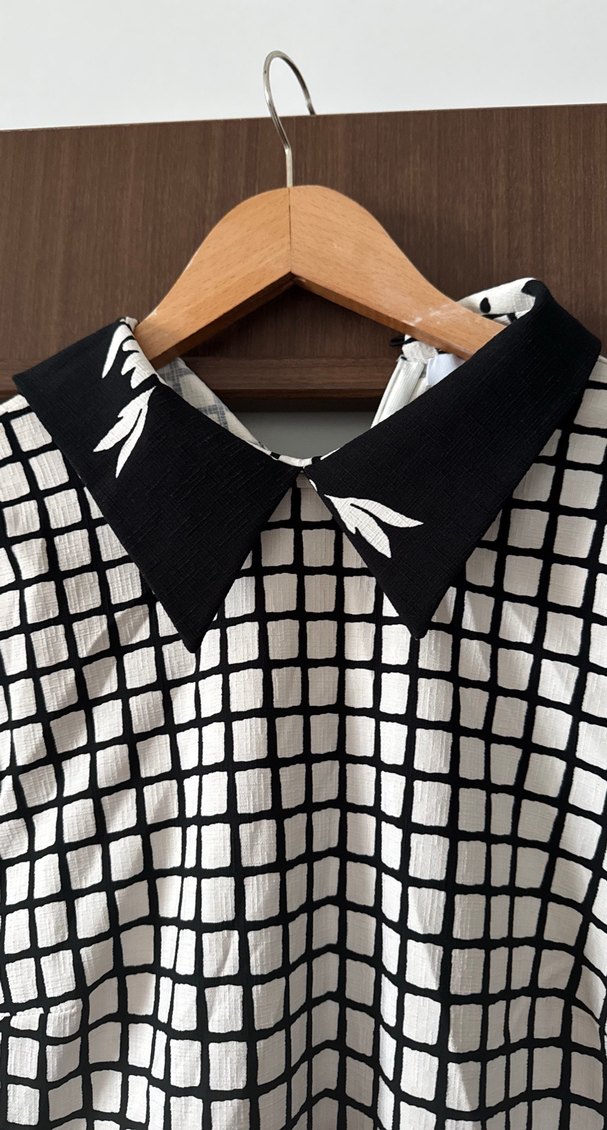 Düğmeli Kareli Midi Hamile Tunik - Görsel 3