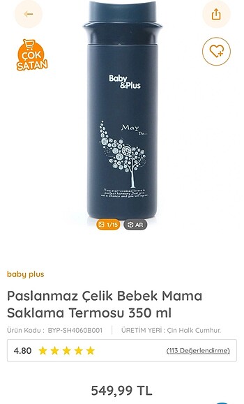 Mama saklama termosu