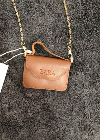 Beden Zara Zincir Detaylı Kahverengi Deri Kadın Çanta