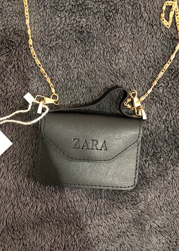Zara Zara Zincir Detaylı Gri Deri Kadın Çanta