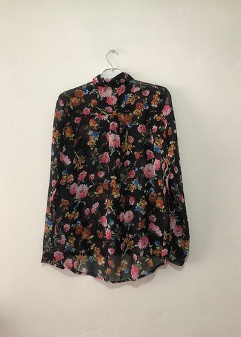 Zara Zara Çiçek Desenli Uzun Kollu Kadın Gömlek