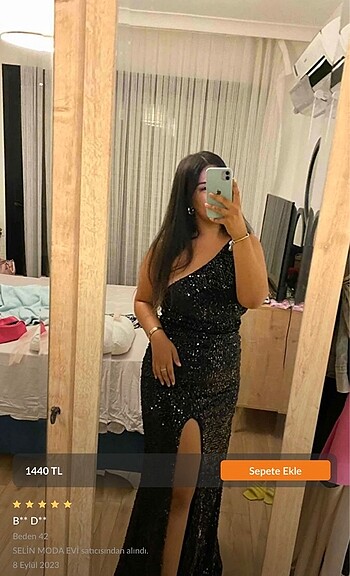 xl Beden Kadife pullu tek omuz elbise