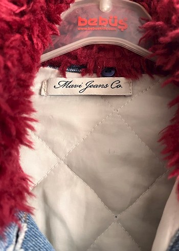 Mavi Kürk Yaka Nakışlı Mavi Denim Ceket