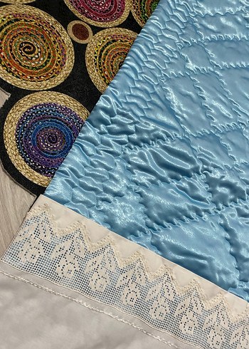 Mavi Kapitone Dantelli Seccade - Görsel 2