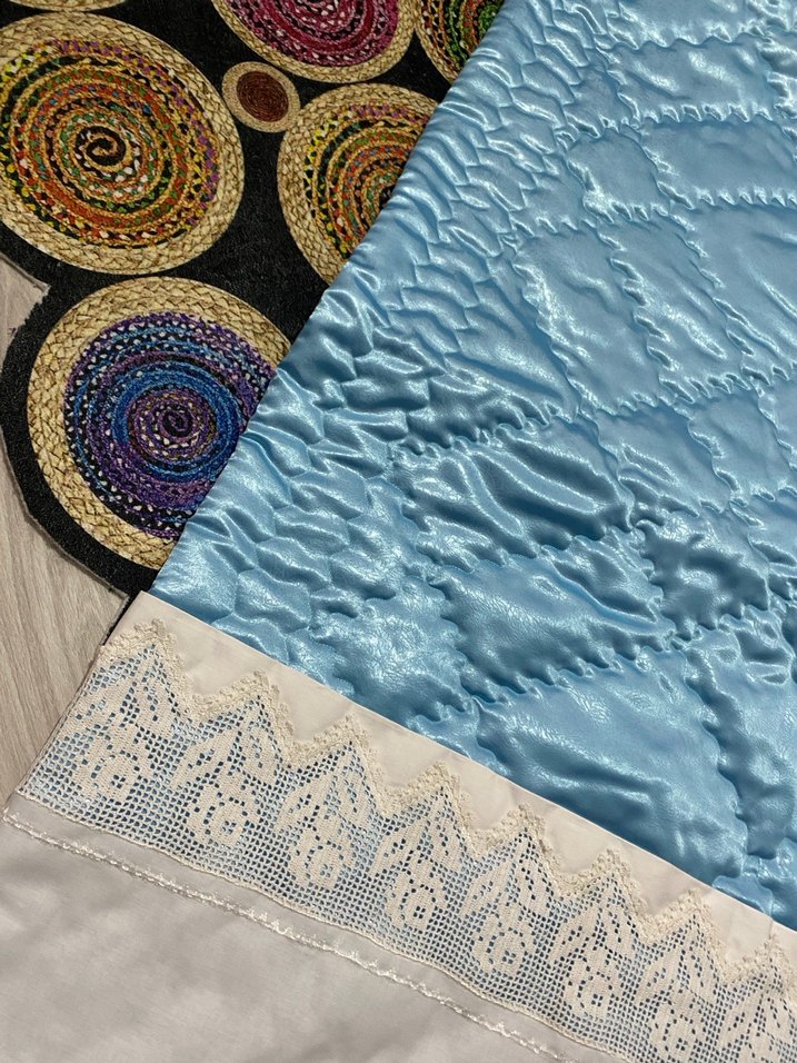 Mavi Kapitone Dantelli Seccade - Görsel 2