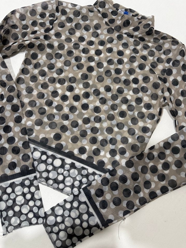Tül Gri Puantiyeli Bluz - Görsel 2