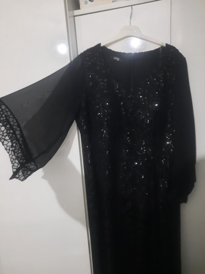 Uzun Kollu Siyah Kadın Elbise - Görsel 2