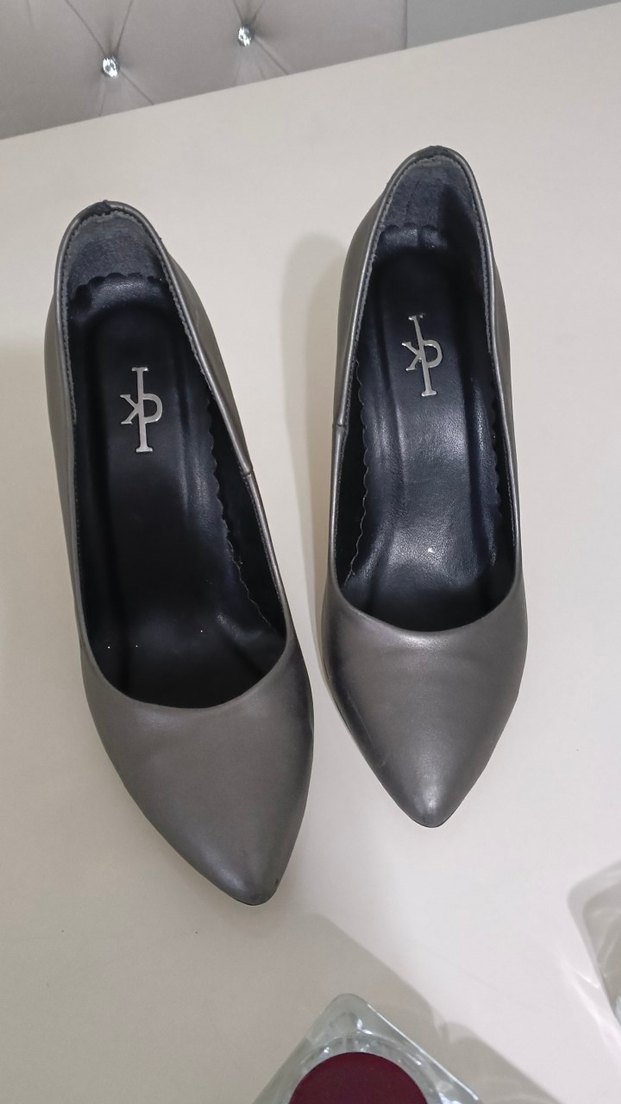 Gri Minimalist Stiletto Kadın Topuklu Ayakkabı - Görsel 4