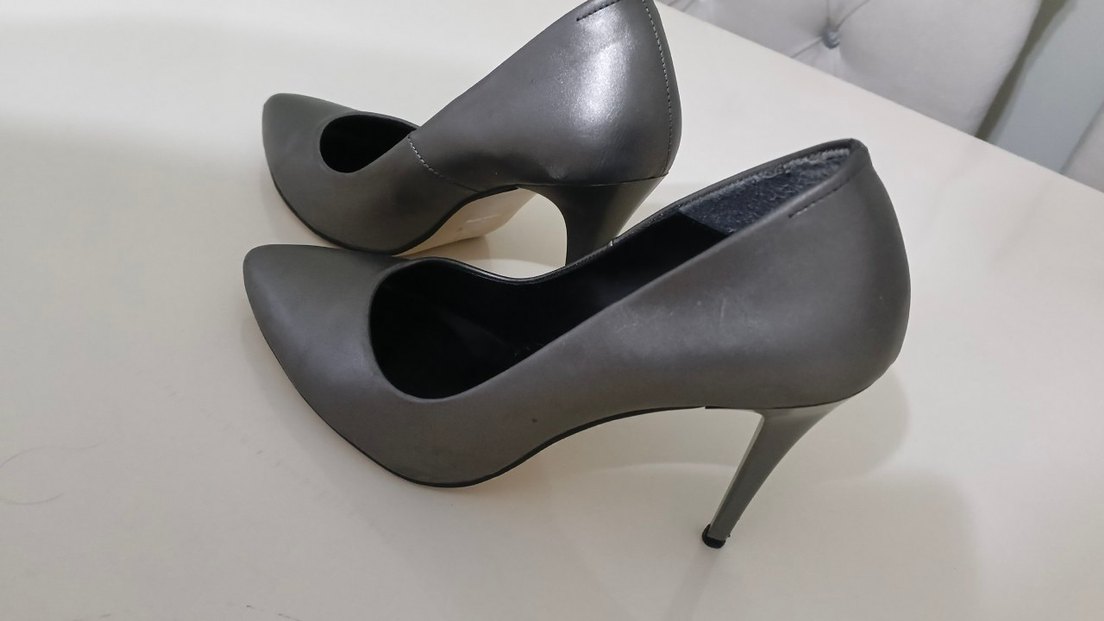 Gri Minimalist Stiletto Kadın Topuklu Ayakkabı - Görsel 2