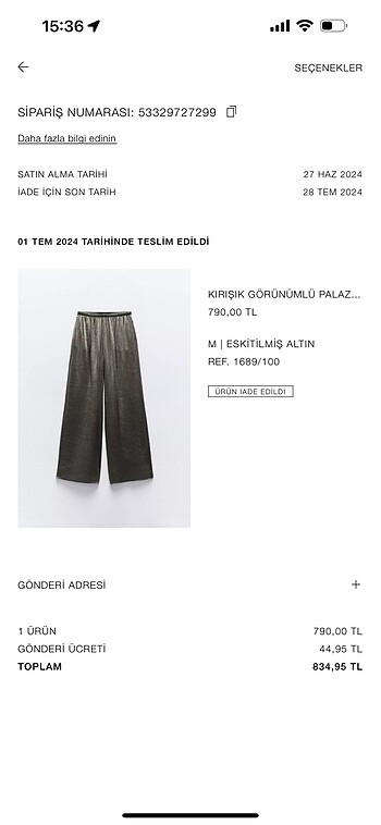Zara Buruşuk görünümlü palazzo