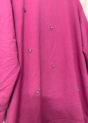 Pembe Kadın Payetli Uzun Sweatshirt