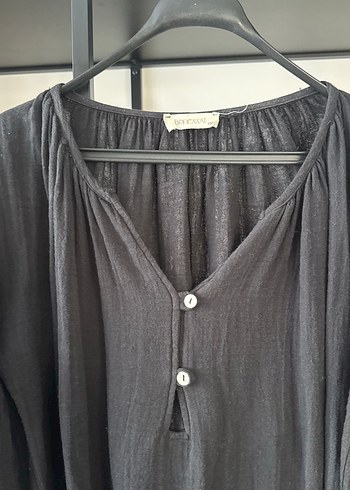 Kadın Siyah müslim kumaş Uzun Bohem Elbise - Görsel 3