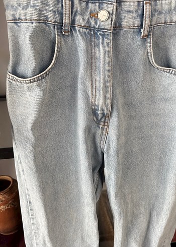 Düğmeli Uzun Kollu Denim Tulum - Görsel 4