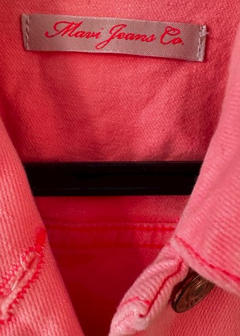 Neon mavi jeans Düğmeli Pembe Kolsuz Denim Ceket - Görsel 3