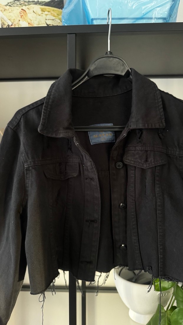 Siyah Düğmeli Kadın Denim Ceket - Görsel 2