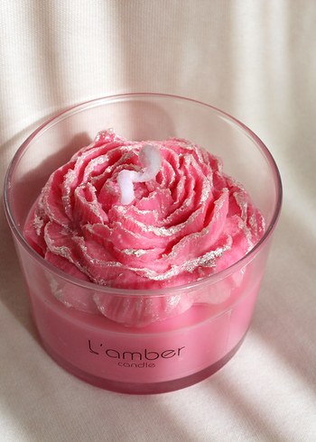  Beden Pastel Pembe gül Şeklinde Mum şakayık