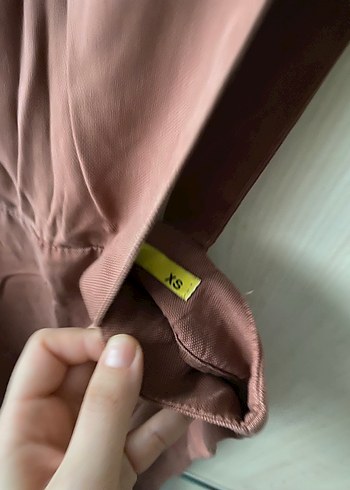 Kadın Kahverengi Keten Salaş Midi salopet Tulum - Görsel 2