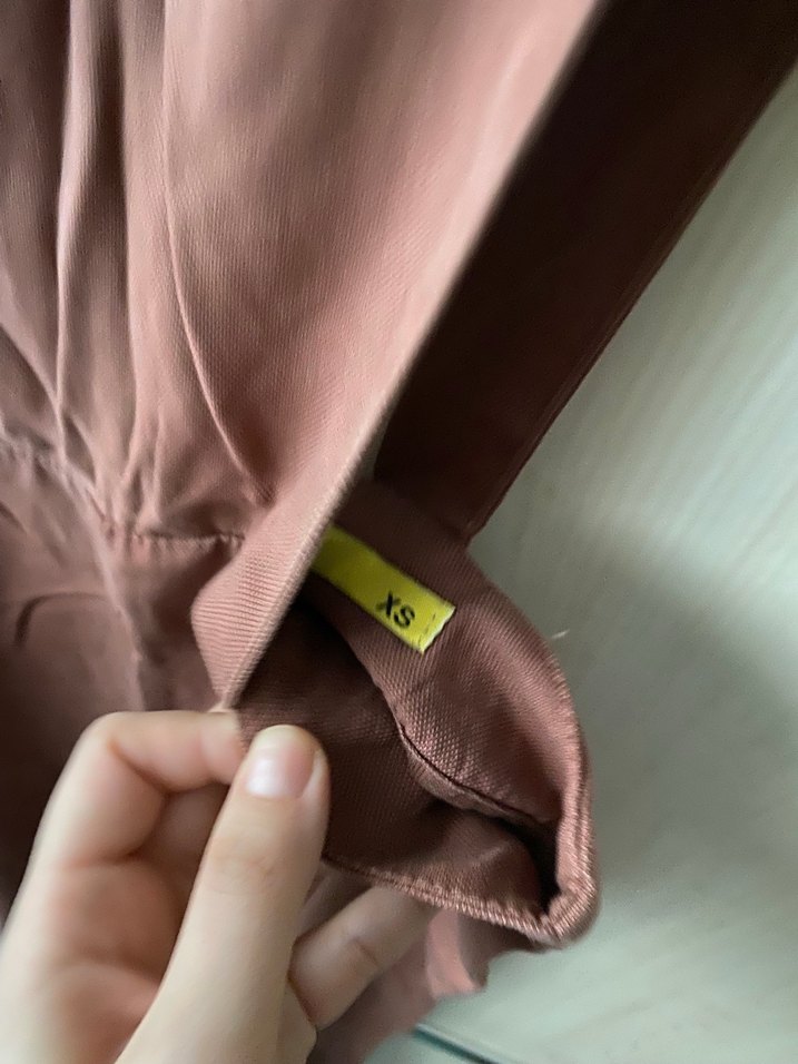 Kadın Kahverengi Keten Salaş Midi salopet Tulum - Görsel 2