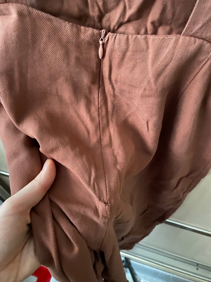 Kadın Kahverengi Keten Salaş Midi salopet Tulum - Görsel 5