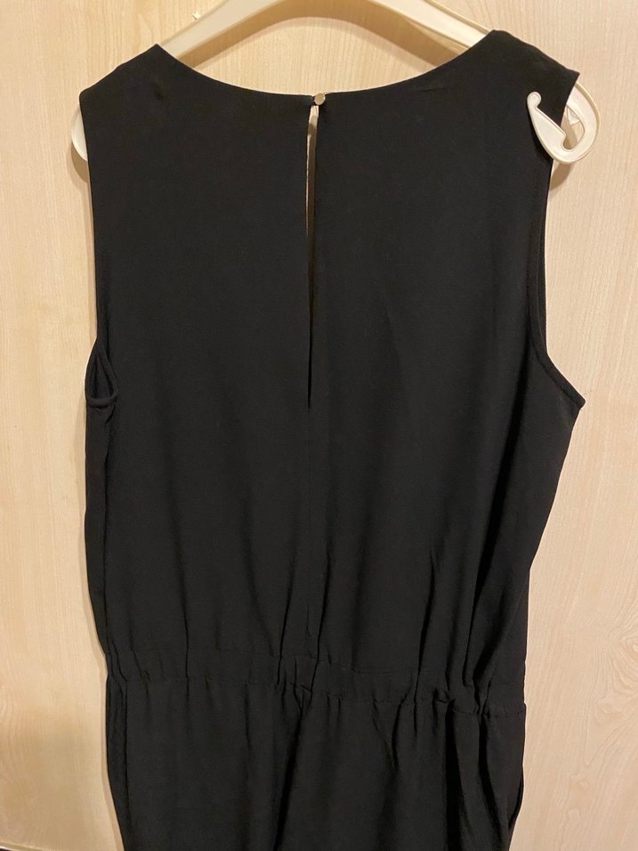 Siyah V Yaka Kolsuz Kadın Tulum - Görsel 5