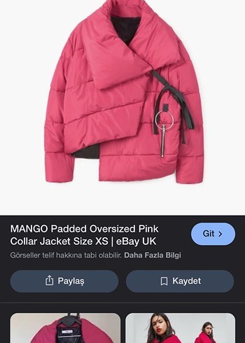 Pembe Kemerli Oversize Kısa Kışlık Mont