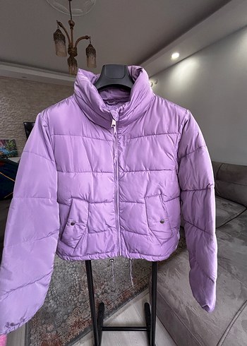 xs Beden Mor Kısa Sokak Stili Kadın Mont