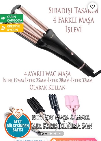 4 Ayarlı Siyah-Pembe Saç Şekillendirici