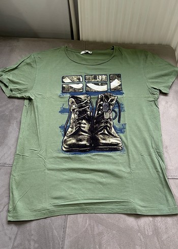 LTB Erkek Yesil Baskili Street Wear Tisort