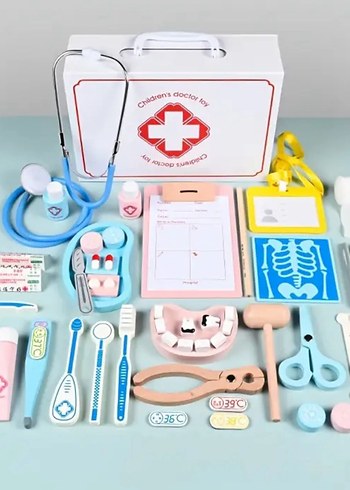 Çocuk Doktor Oyuncak Seti Dişçi Oyuncak- Pastel Renkli