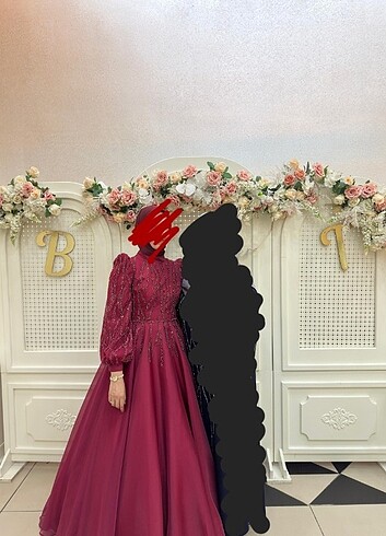 Bordo abiye elbise