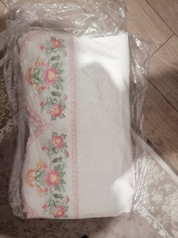 Nakışlı Pembe Pastel pike  takımı - Görsel 2