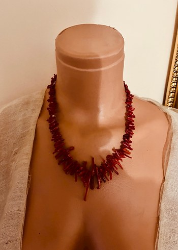 Uzun Kırmızı Boncuklu Bohem Kolye - Görsel 4