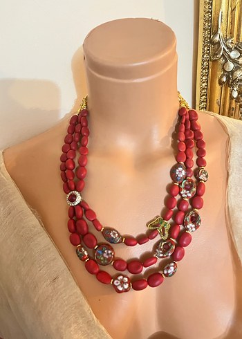 Uzun Renkli Boncuklu Bohem Kadın Kolye - Görsel 3