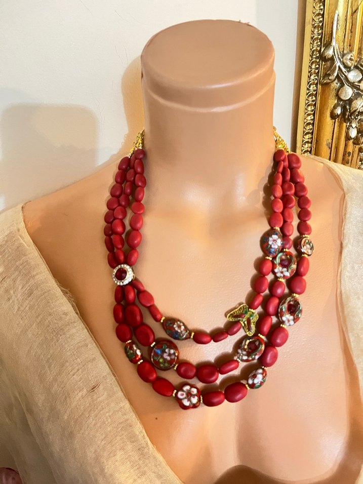 Uzun Renkli Boncuklu Bohem Kadın Kolye - Görsel 2