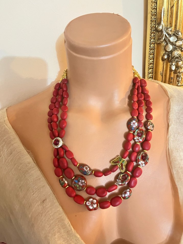 Uzun Renkli Boncuklu Bohem Kadın Kolye - Görsel 3