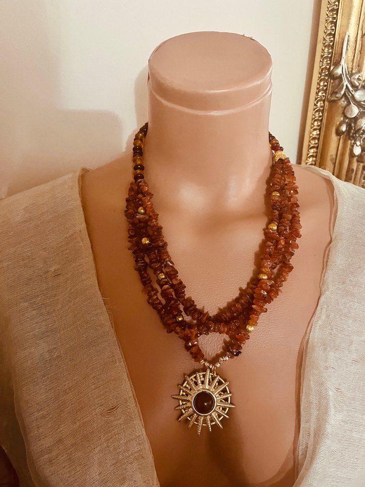 Uzun Kahverengi Boncuklu Bohem Kolye - Görsel 2