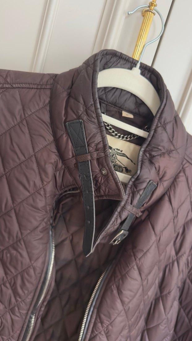 Kahverengi Burberry Orj Erkek Biker Ceket - Görsel 3