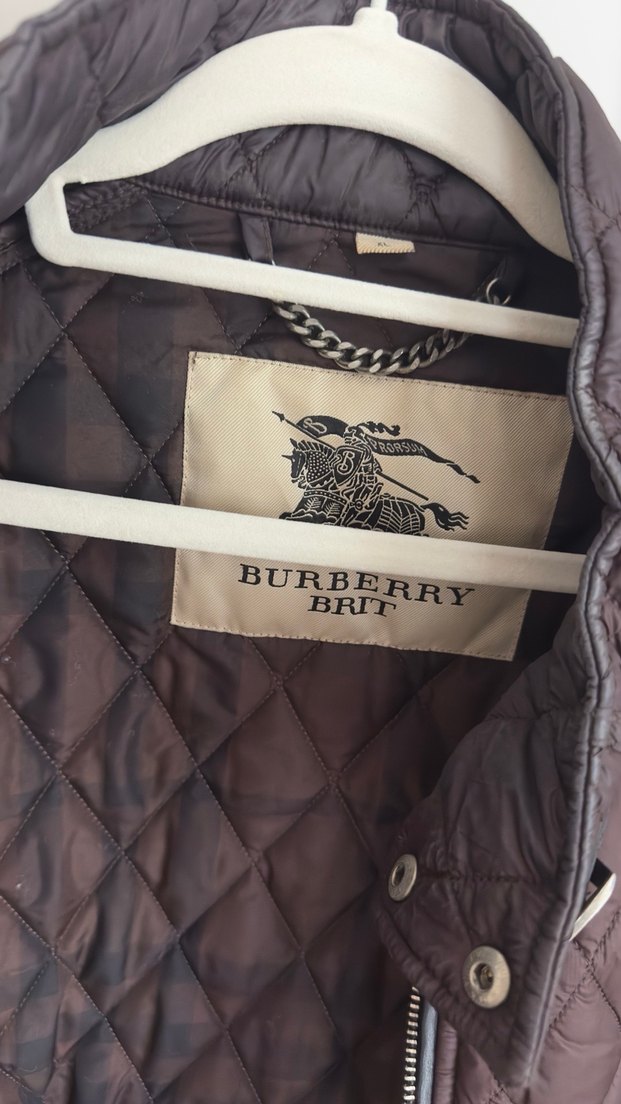Kahverengi Burberry Orj Erkek Biker Ceket - Görsel 2