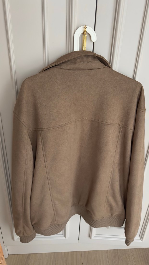 Bej Süet Erkek Fermuarlı Ceket - Görsel 2