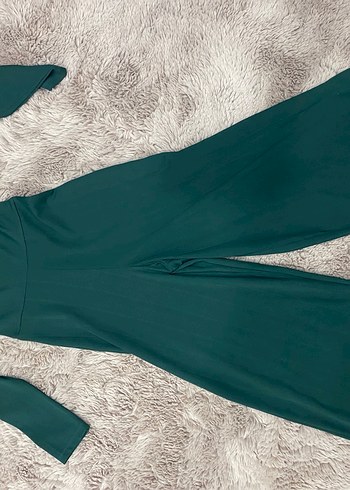 Uzun Kollu Madonna Yaka Yeşil Tulum - Görsel 2